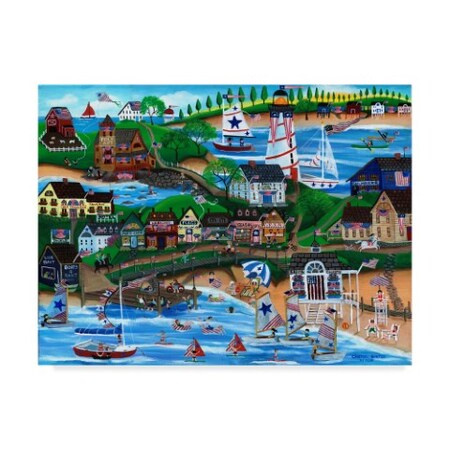 Cheryl Bartley 'Old New England Seaside 4Th Of July Celebration' Canvas Art,24x32